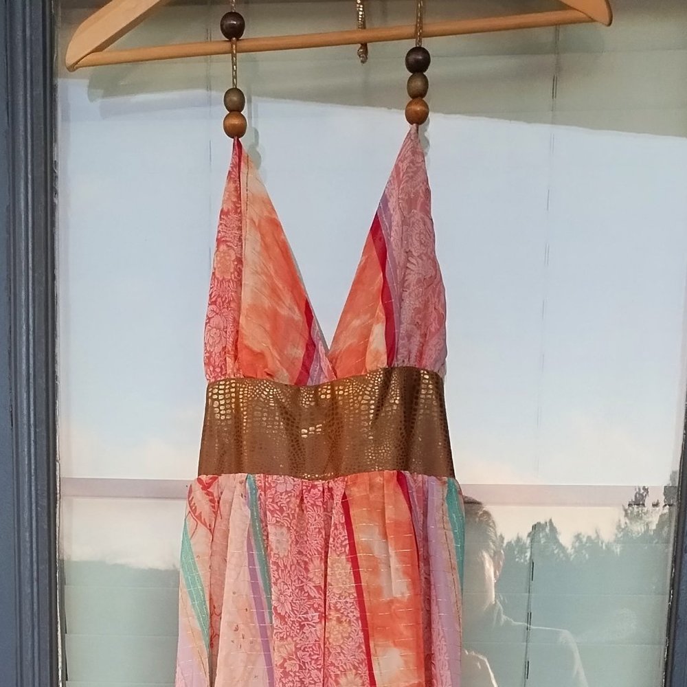 Tricia Fix Long Empire Waist Boho Maxi Floral Printed Celebrity Dress | 2006 NWT